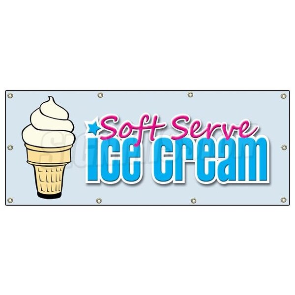 Signmission SOFT SERVE VANILLA ICE CREAM BANNER SIGN signs shop cone sundae B-96 Soft Serve Vanilla - main